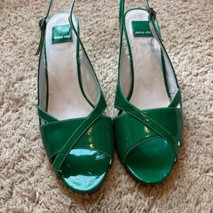 Very Lighly Used Size 10 Dolce Vita Green Crinkled Patent Heels